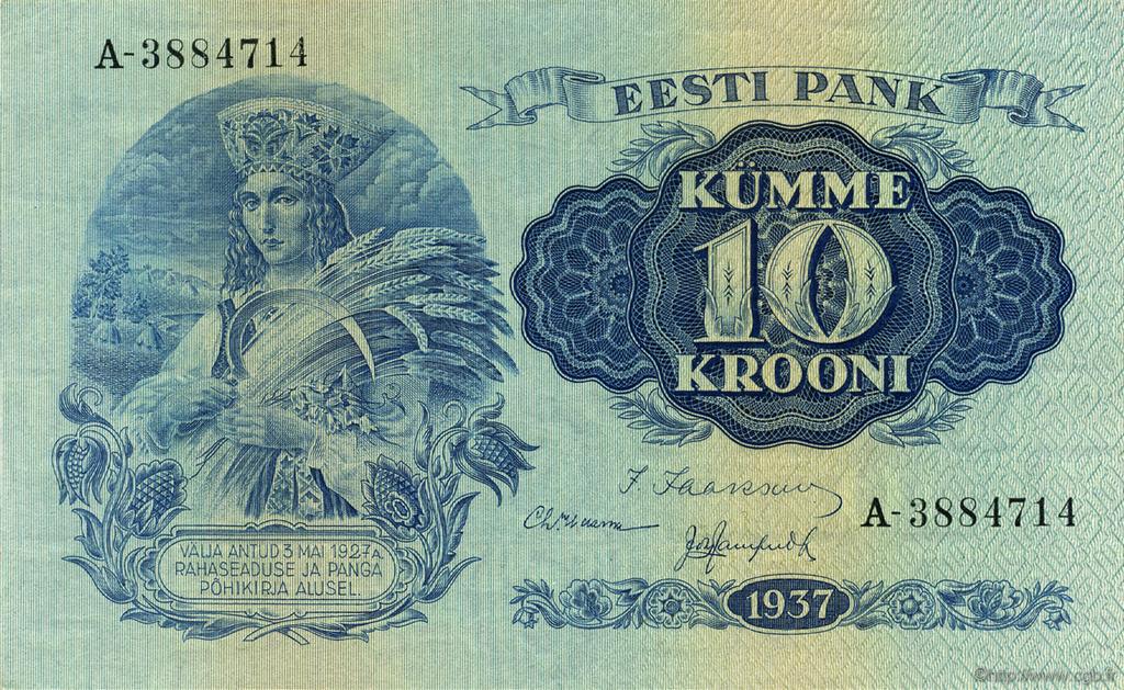 10 Krooni ESTLAND  1937 P.67a fST