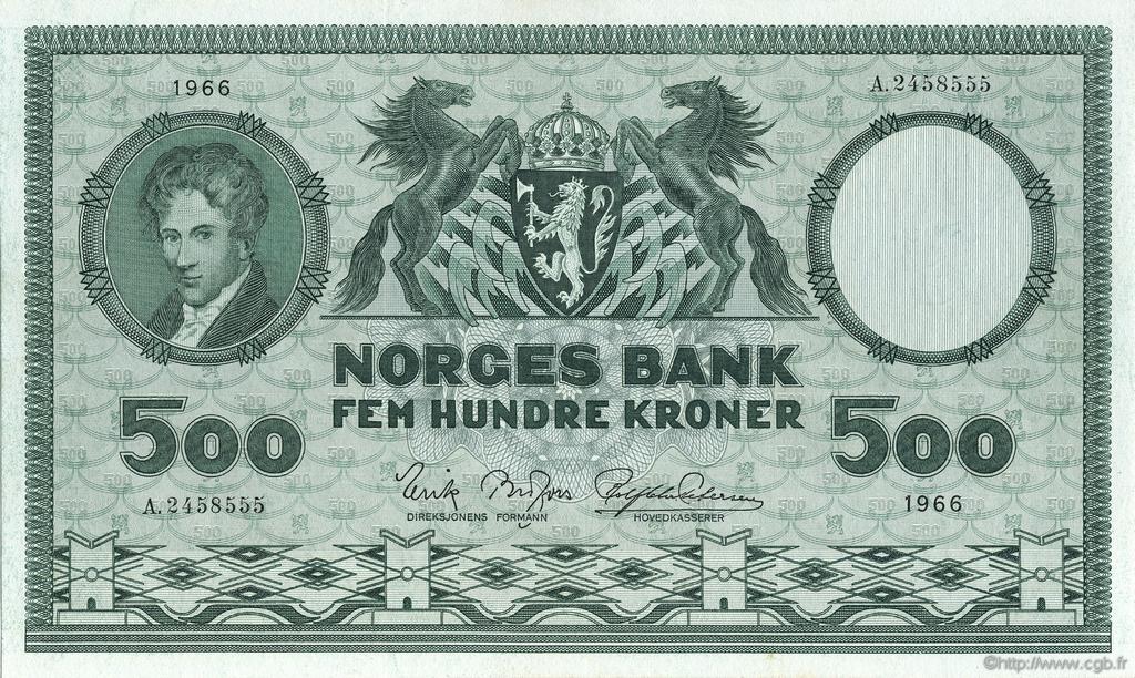 500 Kroner NORVÈGE  1966 P.34d ST