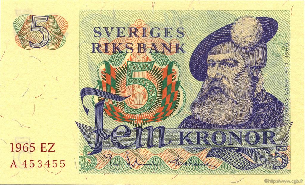 5 Kronor SUÈDE  1965 P.51a UNC