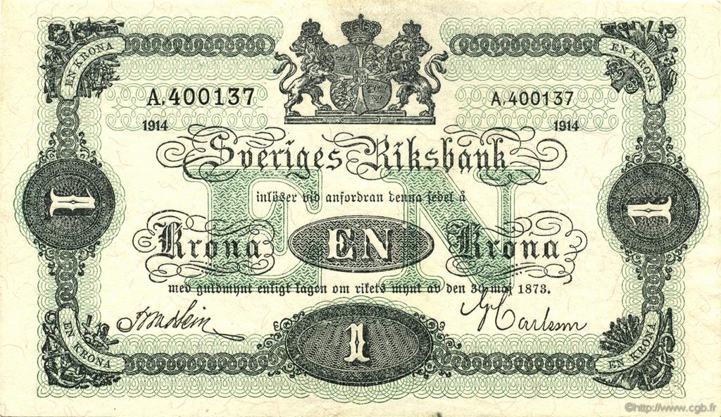 1 Krona SUÈDE  1914 P.32a AU