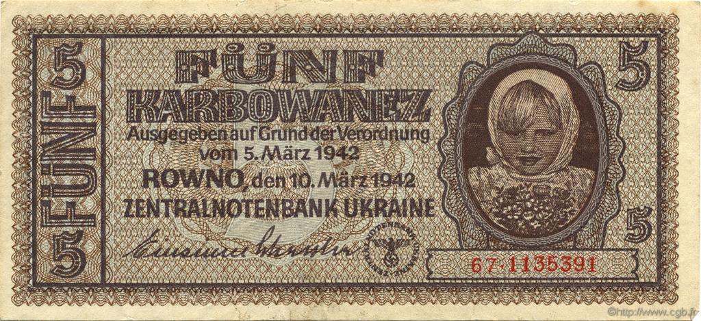 5 Karbowanez UKRAINE  1942 P.051 SUP