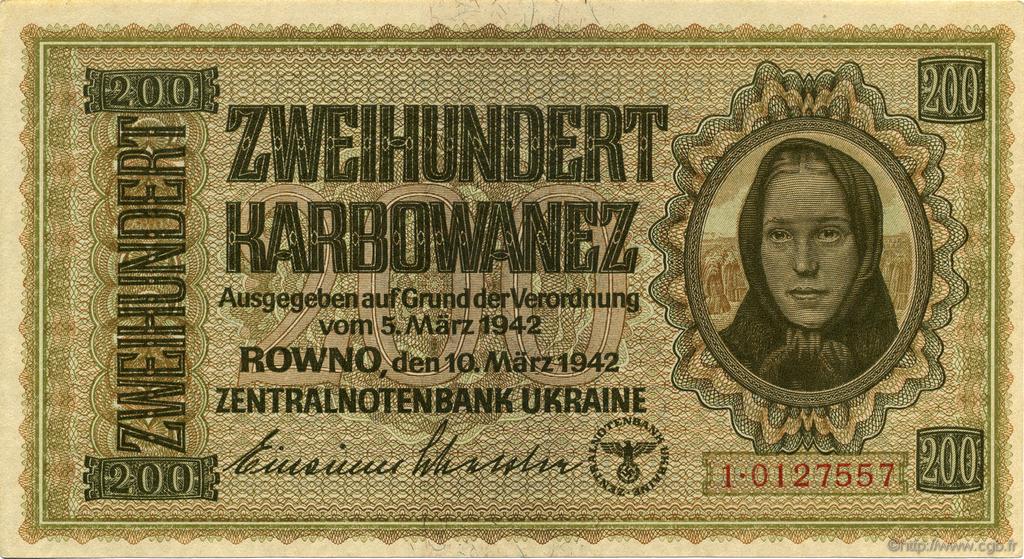 200 Karbowanez UKRAINE  1942 P.056 fST