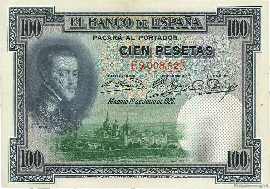 100 Pesetas ESPAÑA  1925 P.069c EBC