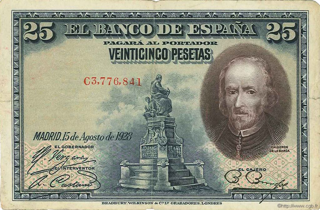 25 Pesetas SPANIEN  1928 P.074b S