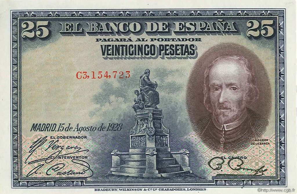 25 Pesetas ESPAÑA  1928 P.074b SC+