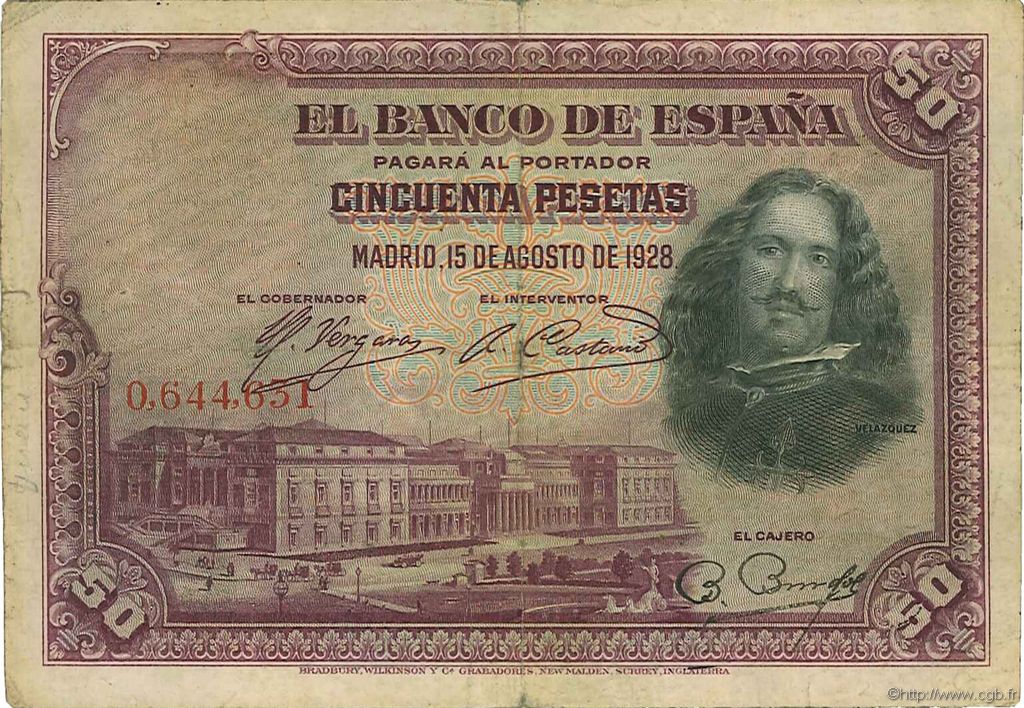50 Pesetas SPANIEN  1928 P.075a S