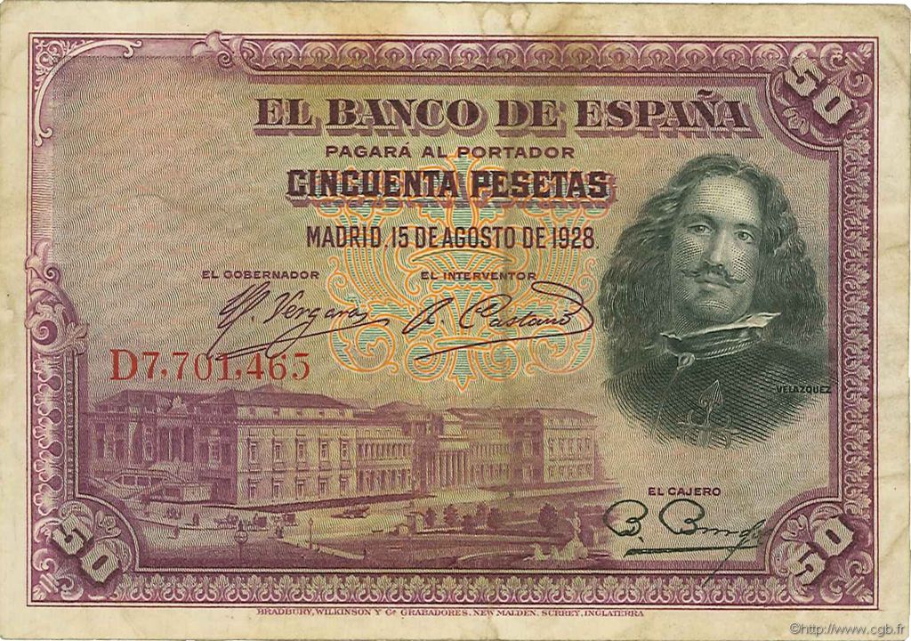 50 Pesetas SPANIEN  1928 P.075b S