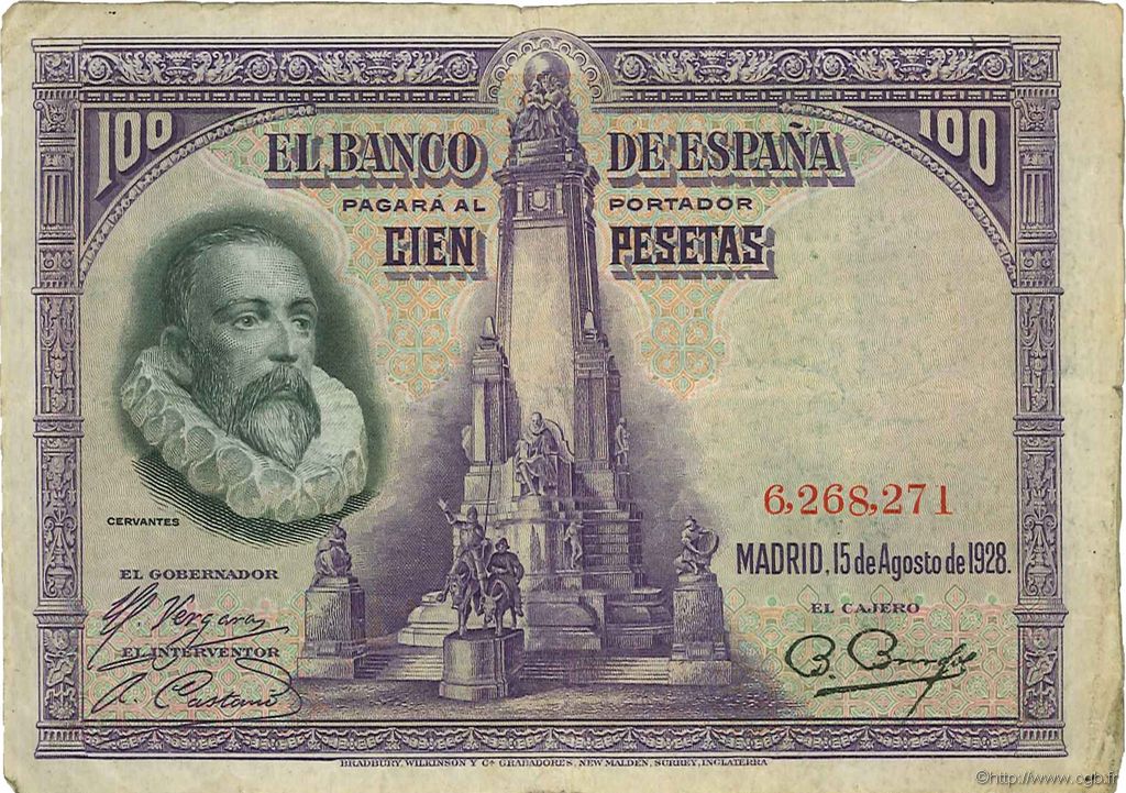 100 Pesetas ESPAÑA  1928 P.076a BC