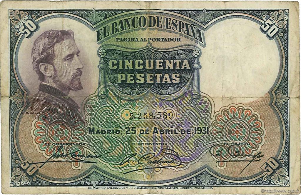 50 Pesetas SPANIEN  1931 P.082 S