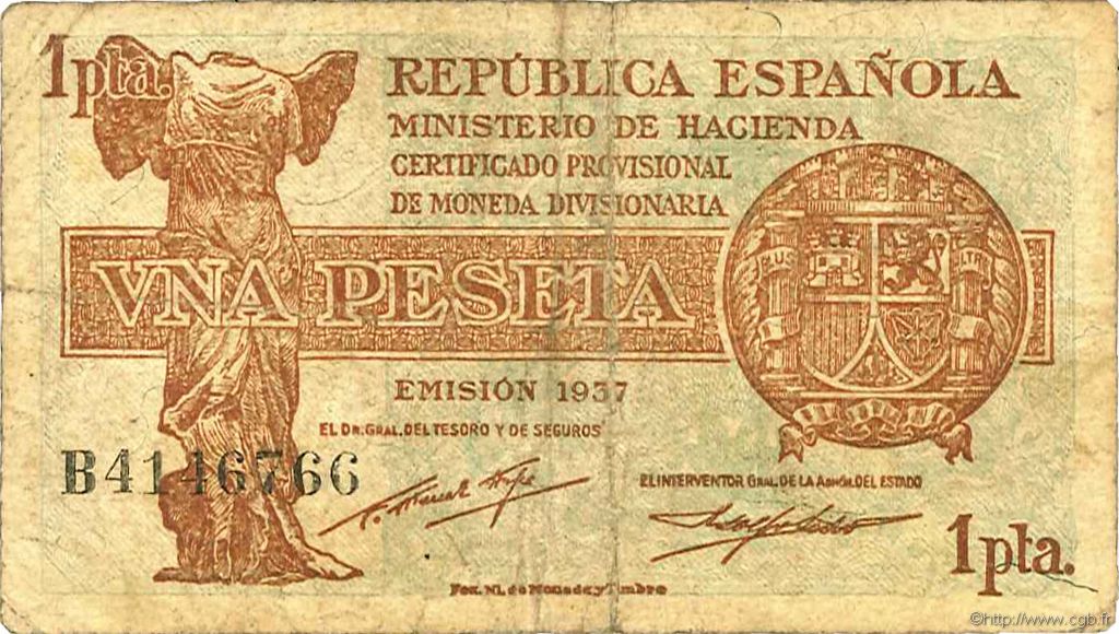 1 Peseta ESPAÑA  1937 P.094 RC