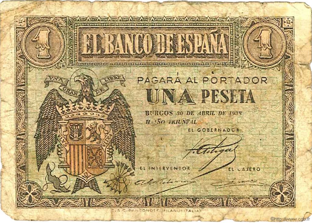1 Peseta SPAIN  1938 P.108a P