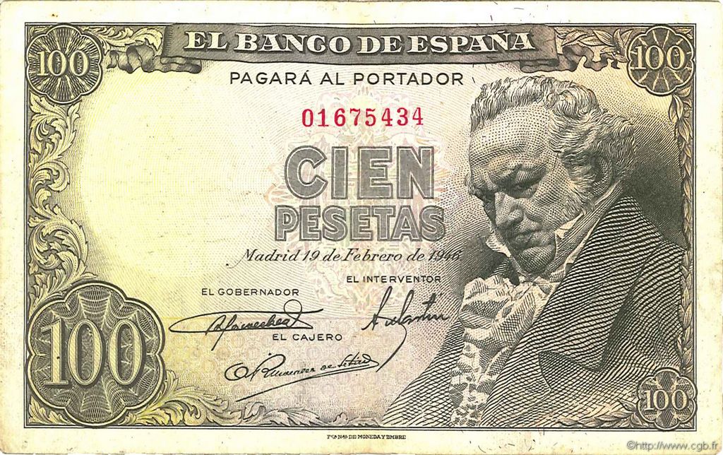 100 Pesetas ESPAÑA  1946 P.131a BC+