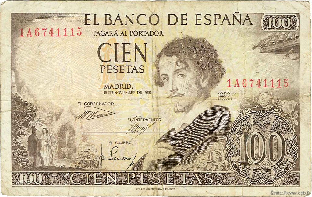 100 Pesetas SPANIEN  1965 P.150 S