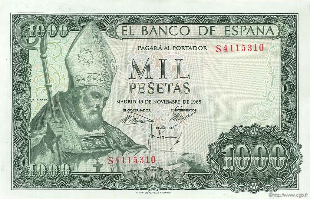 1000 Pesetas SPANIEN  1965 P.151 VZ+