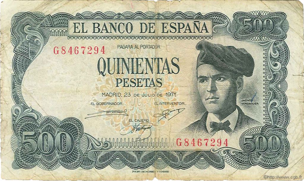 500 Pesetas SPANIEN  1971 P.153a S