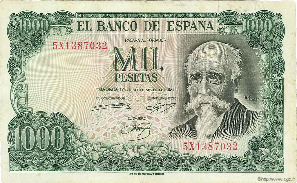 1000 Pesetas SPANIEN  1971 P.154 SS