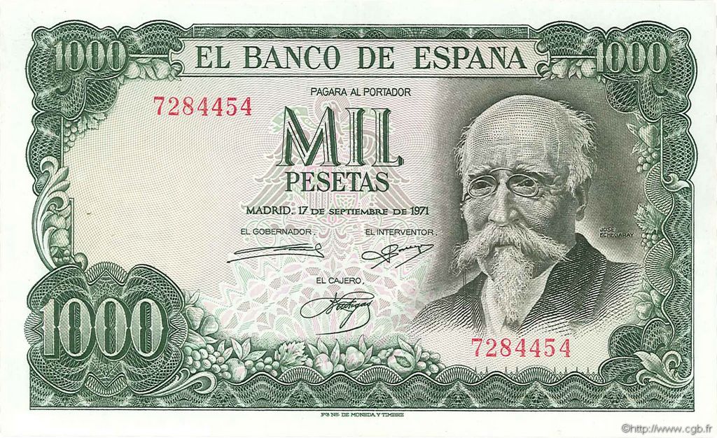 1000 Pesetas SPANIEN  1971 P.154 VZ