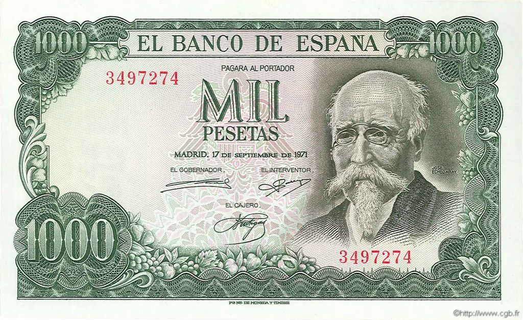 1000 Pesetas SPAIN  1971 P.154 UNC