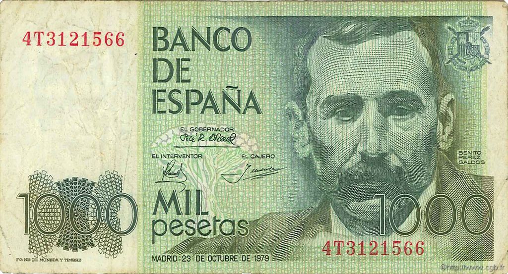 1000 Pesetas SPAIN  1979 P.158 F+