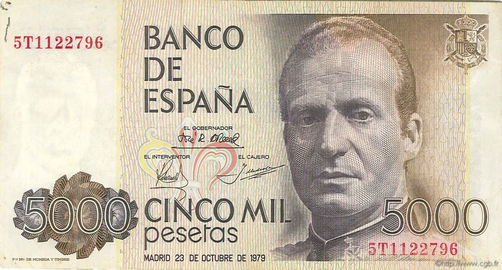 5000 Pesetas SPANIEN  1979 P.160 SS