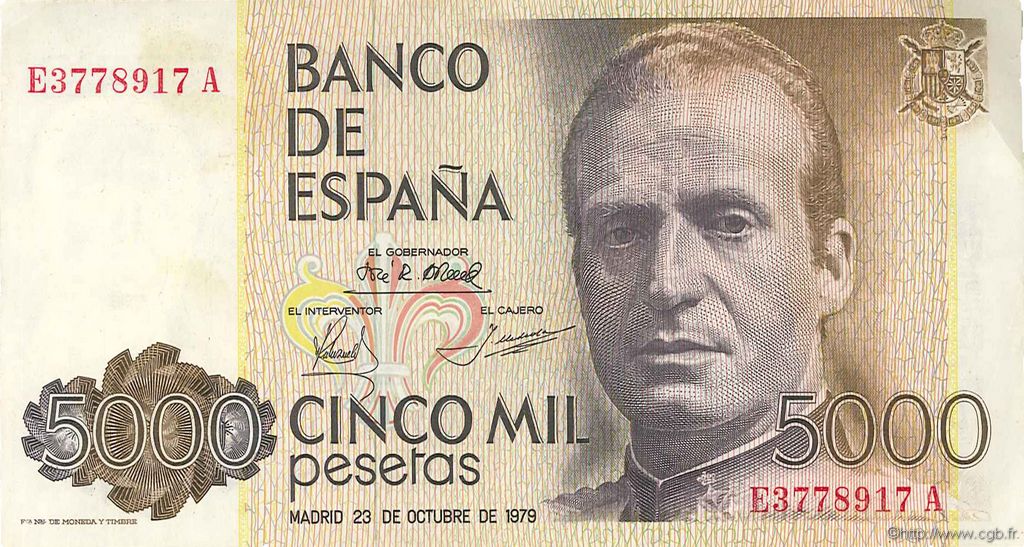 5000 Pesetas SPAIN  1979 P.160 XF