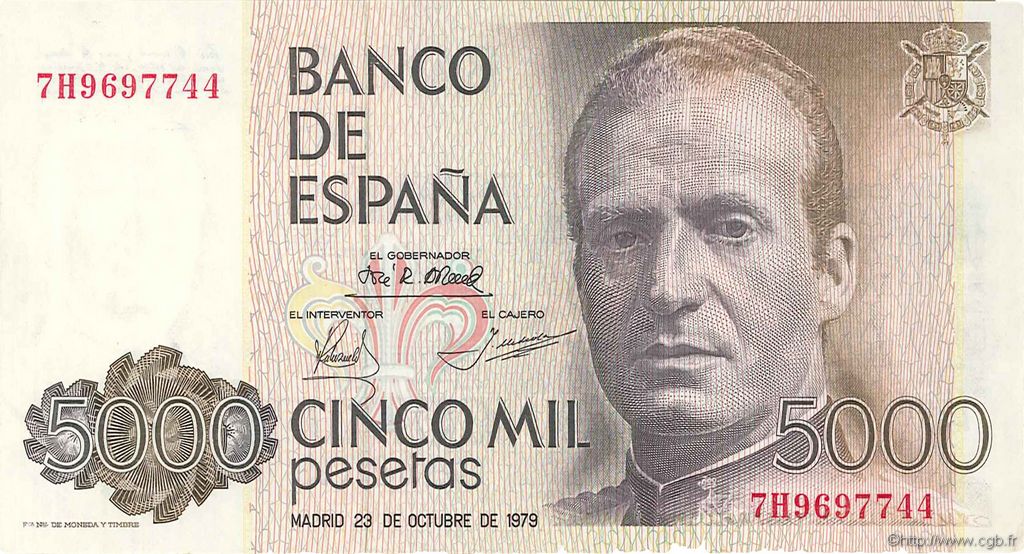 5000 Pesetas SPANIEN  1979 P.160 fST+
