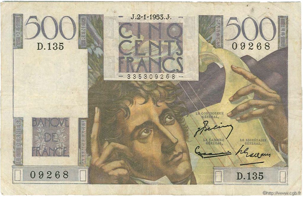 500 Francs CHATEAUBRIAND FRANCIA  1953 F.34.11 MB