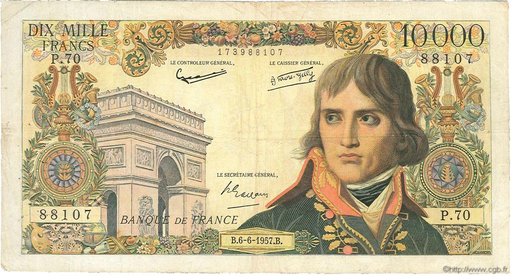 10000 Francs BONAPARTE FRANKREICH  1957 F.51.08 fS
