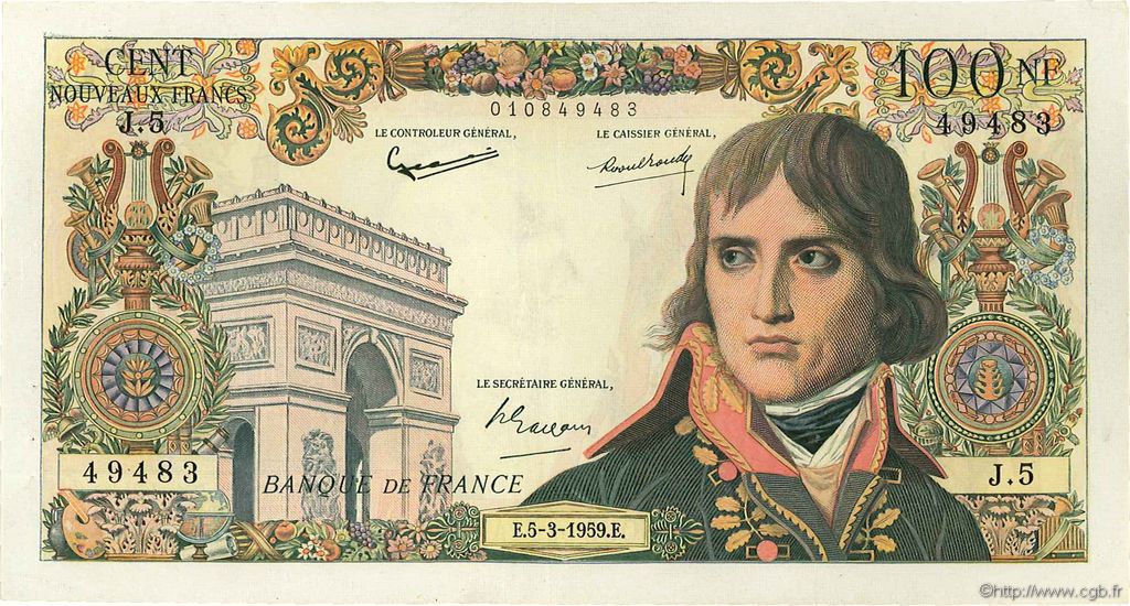 100 Nouveaux Francs BONAPARTE FRANCE  1959 F.59.01 VF