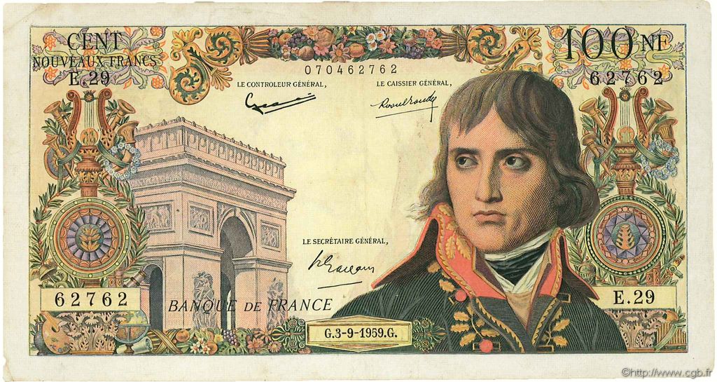100 Nouveaux Francs BONAPARTE FRANCIA  1959 F.59.03 MBC