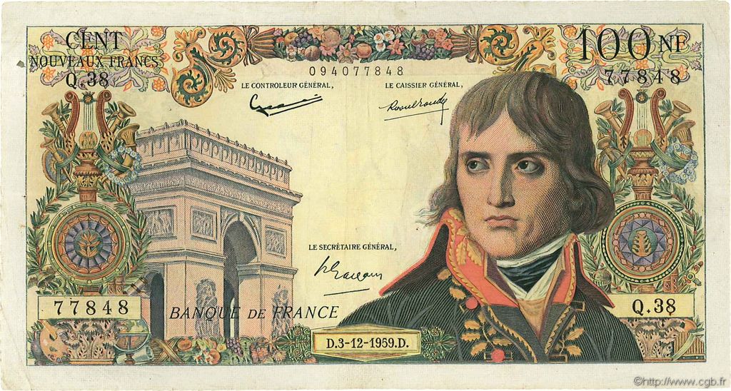 100 Nouveaux Francs BONAPARTE FRANKREICH  1959 F.59.04 fSS