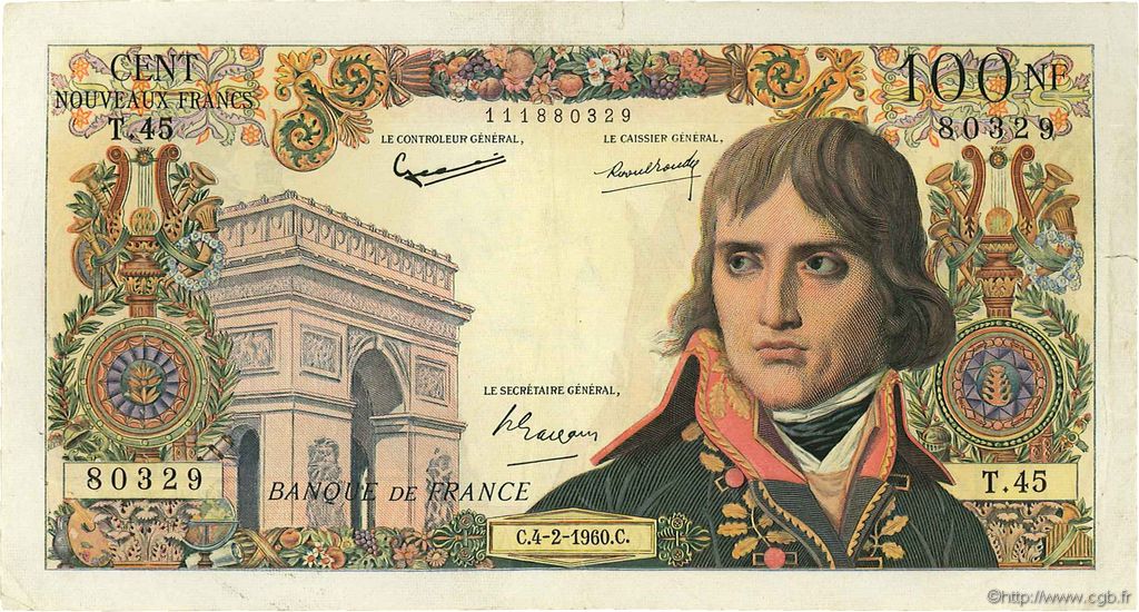 100 Nouveaux Francs BONAPARTE FRANKREICH  1960 F.59.05 fSS