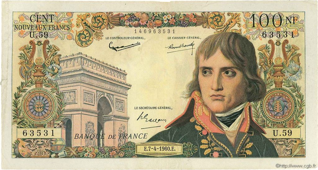 100 Nouveaux Francs BONAPARTE FRANCIA  1960 F.59.06 BC