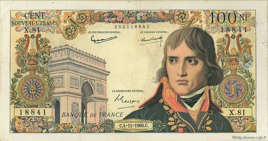 100 Nouveaux Francs BONAPARTE FRANCIA  1960 F.59.08 BC