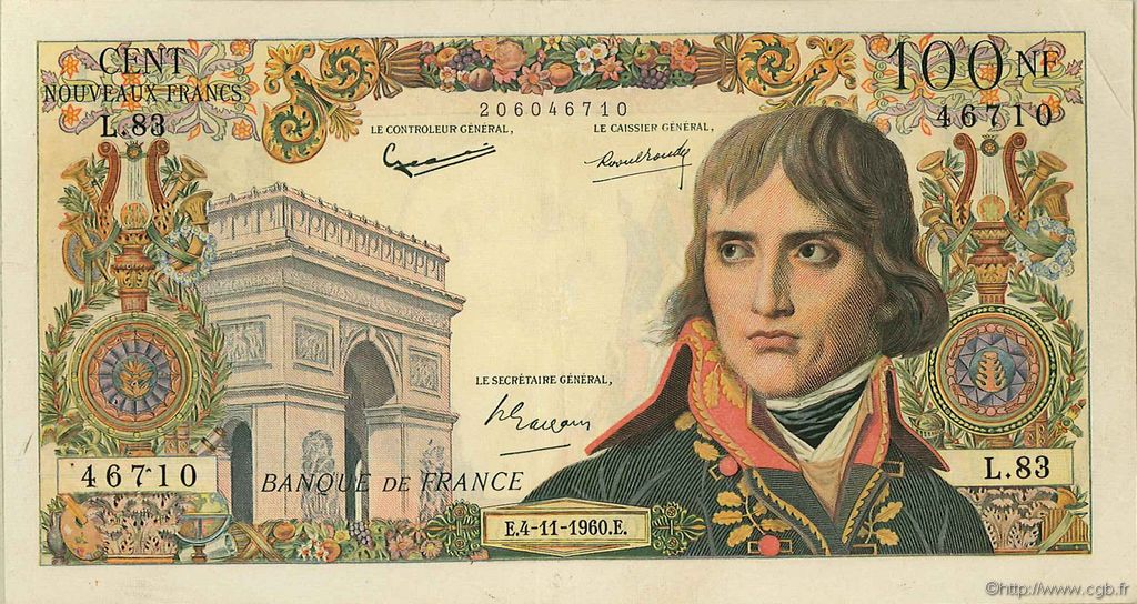 100 Nouveaux Francs BONAPARTE FRANCIA  1960 F.59.08 BB