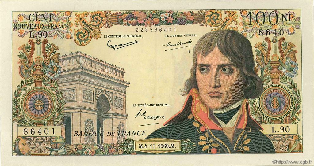 100 Nouveaux Francs BONAPARTE FRANCIA  1960 F.59.08 q.SPL