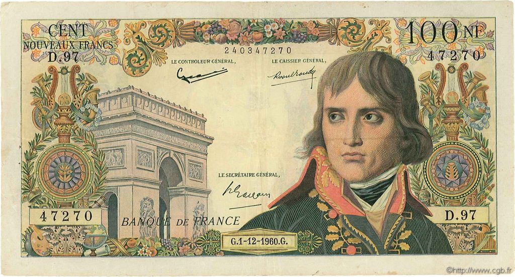 100 Nouveaux Francs BONAPARTE FRANCE  1960 F.59.09 F+