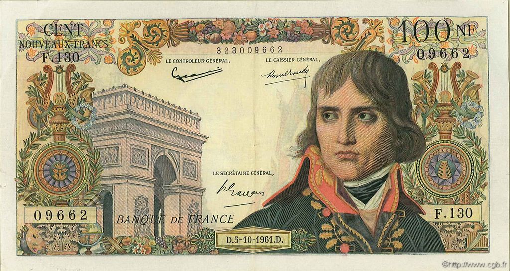 100 Nouveaux Francs BONAPARTE FRANCE  1961 F.59.12 XF