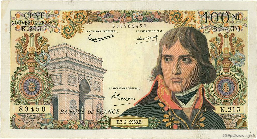 100 Nouveaux Francs BONAPARTE FRANKREICH  1963 F.59.19 SS
