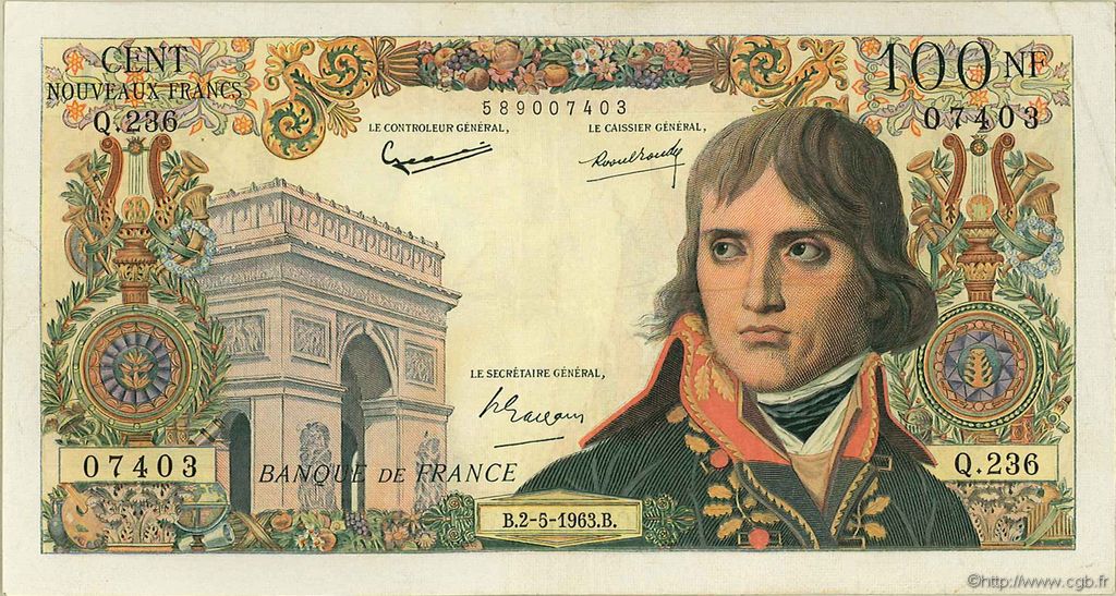 100 Nouveaux Francs BONAPARTE FRANCIA  1963 F.59.21 MBC
