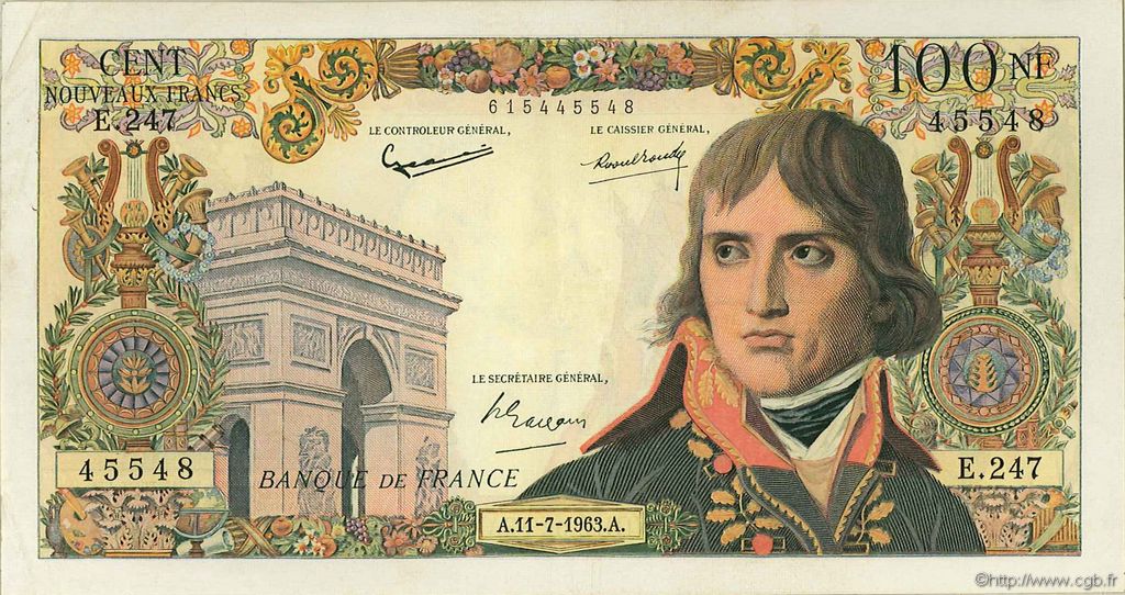 100 Nouveaux Francs BONAPARTE FRANCE  1963 F.59.22 VF+