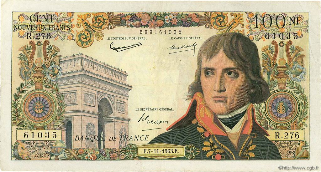 100 Nouveaux Francs BONAPARTE FRANCIA  1963 F.59.24 MBC