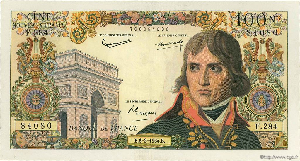 100 Nouveaux Francs BONAPARTE FRANCIA  1964 F.59.25 MBC a EBC