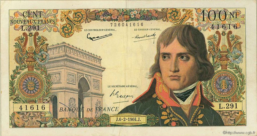 100 Nouveaux Francs BONAPARTE FRANCE  1964 F.59.25 F+