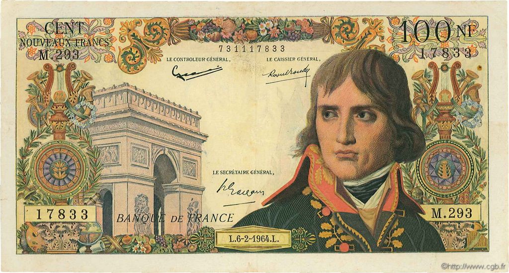 100 Nouveaux Francs BONAPARTE FRANCIA  1964 F.59.25 BB