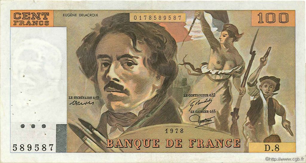 100 Francs DELACROIX modifié FRANCIA  1978 F.69.01e MBC