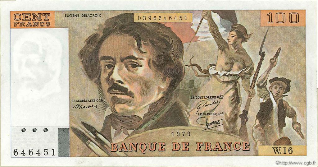 100 Francs DELACROIX modifié FRANCIA  1979 F.69.02c EBC