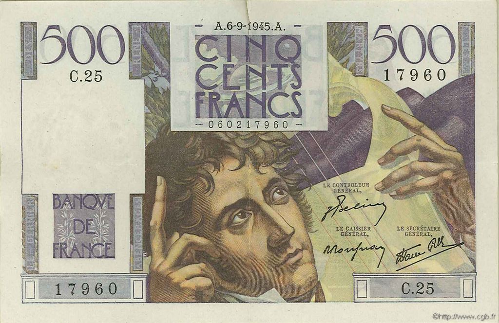 500 Francs CHATEAUBRIAND FRANCE  1945 F.34.02 TTB+