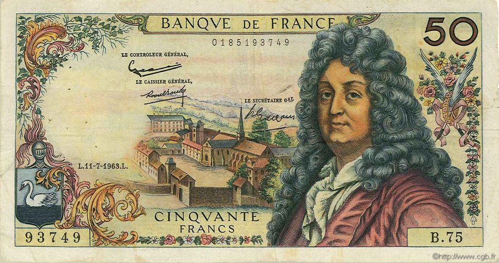 50 Francs RACINE FRANCIA  1963 F.64.06 BC
