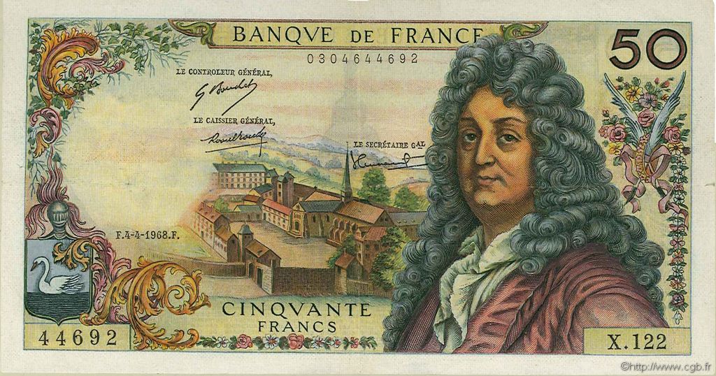 50 Francs RACINE FRANCIA  1968 F.64.11 MBC